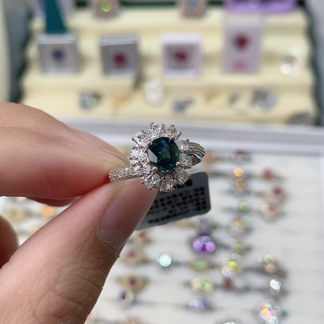 宝****戒指戒指碧玺银S925镶嵌