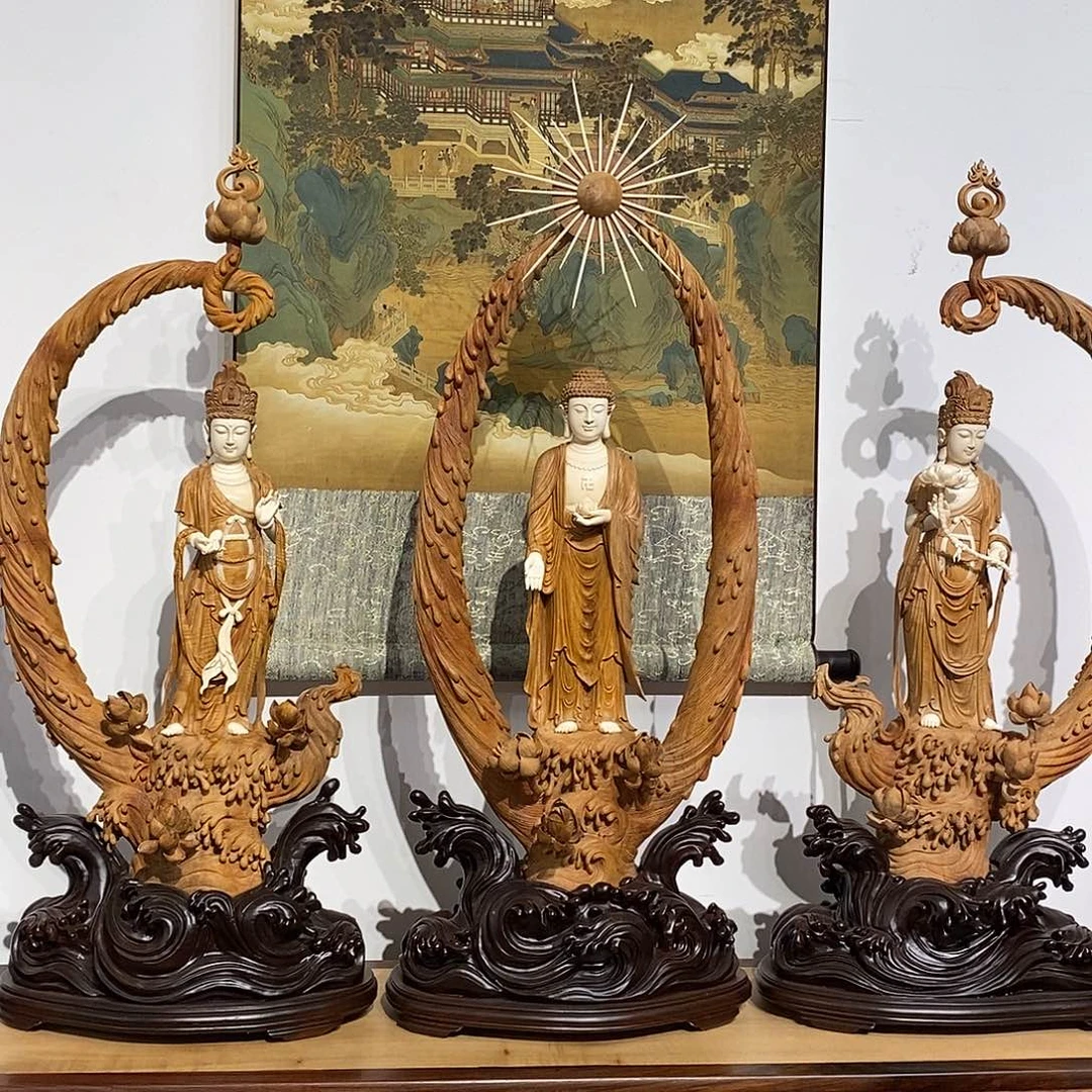 紫檀木类成套家具用****燕老山檀香佛3尊