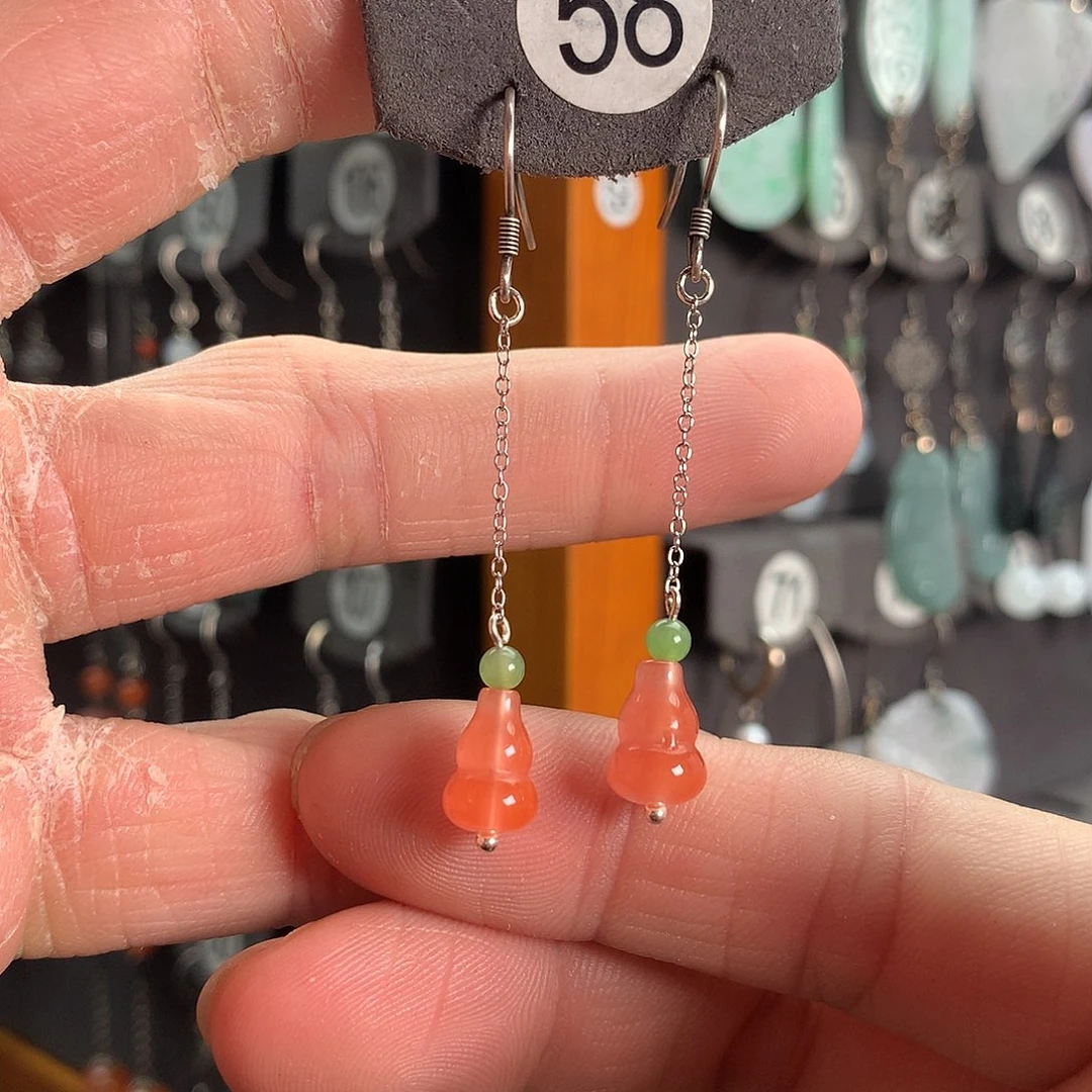 银S925镶嵌南红玛瑙耳饰姐****儿58