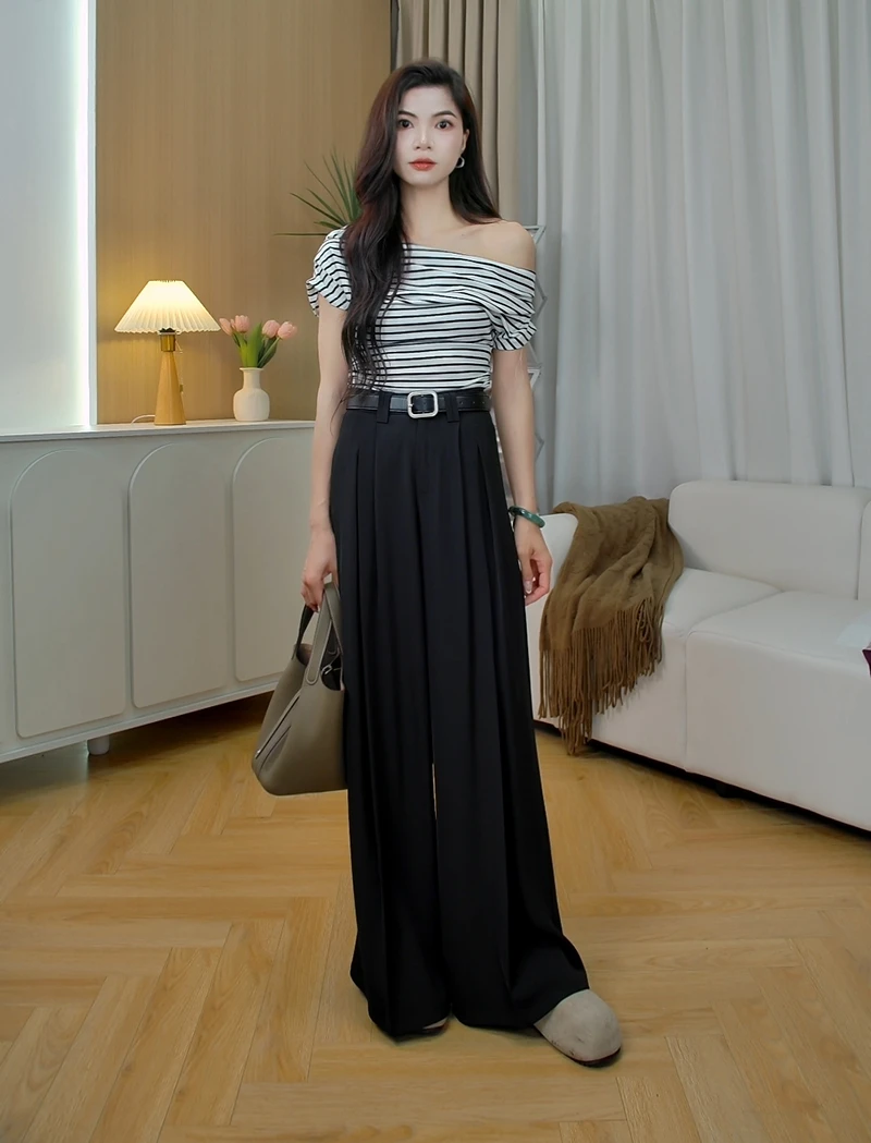 【夏款冰凉丝】垂感拖地阔腿裤高级显瘦西装裤女高腰