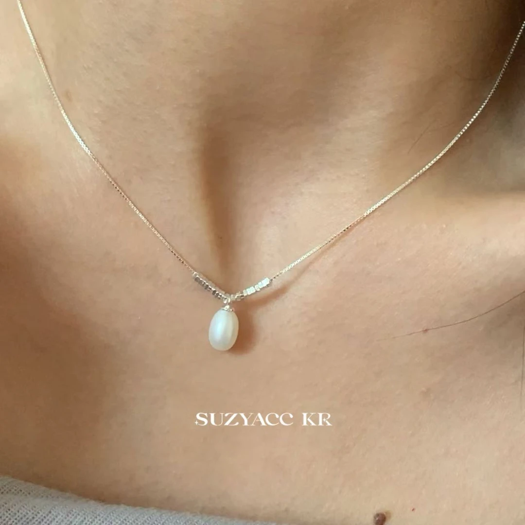 Suzyacc Kr淡水珍珠925银【碎银珍珠】项链气质轻奢百搭法式DX0255