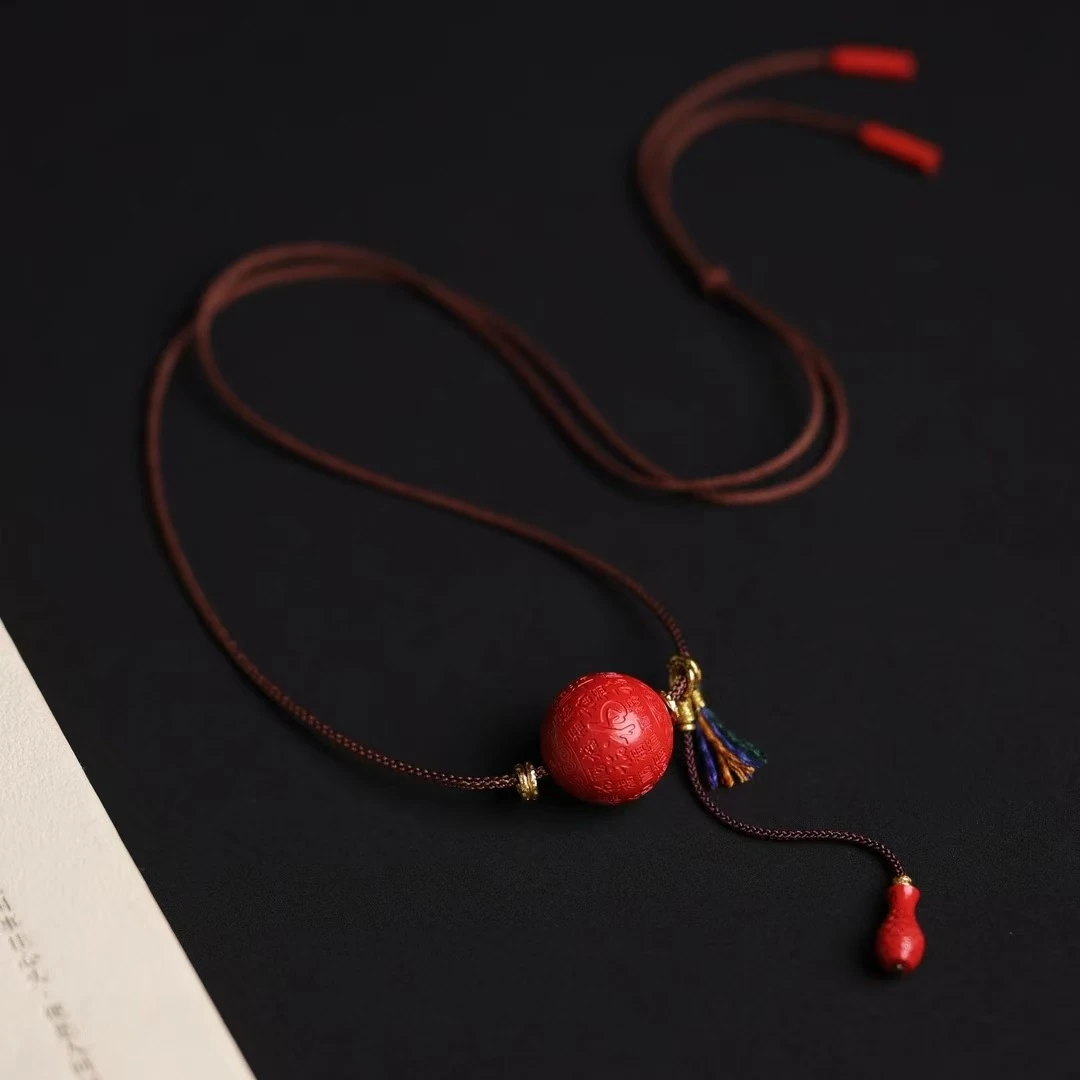含辰砂工艺品本真 | "谦诚"原创设计精品朱砂大单珠吊坠