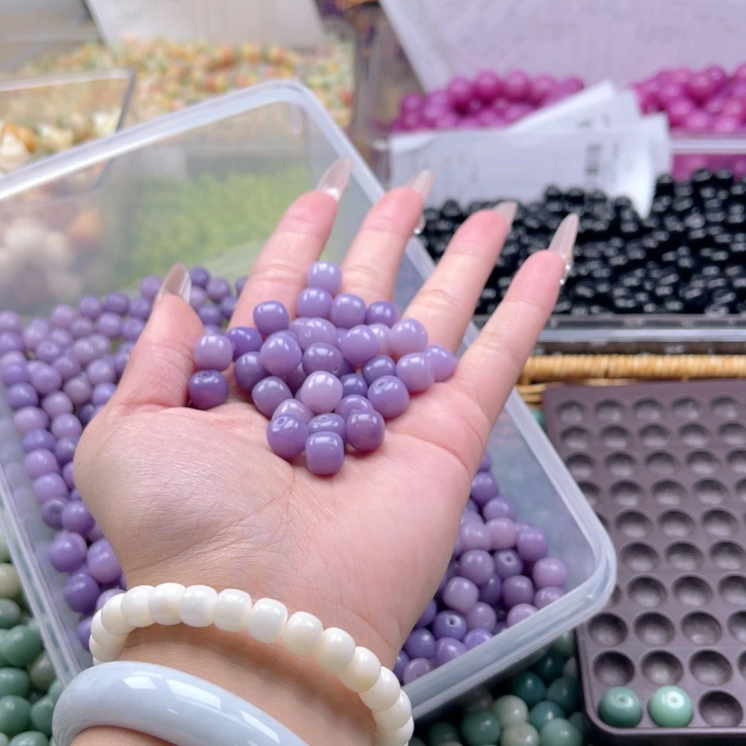 白玉菩提吊坠q10mm110颗 紫玉