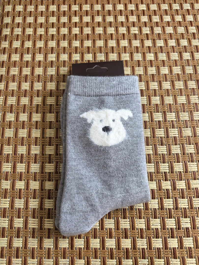 纯棉袜子女秋冬季加厚保暖可爱卡通小狗中筒袜复古百搭日系学院风