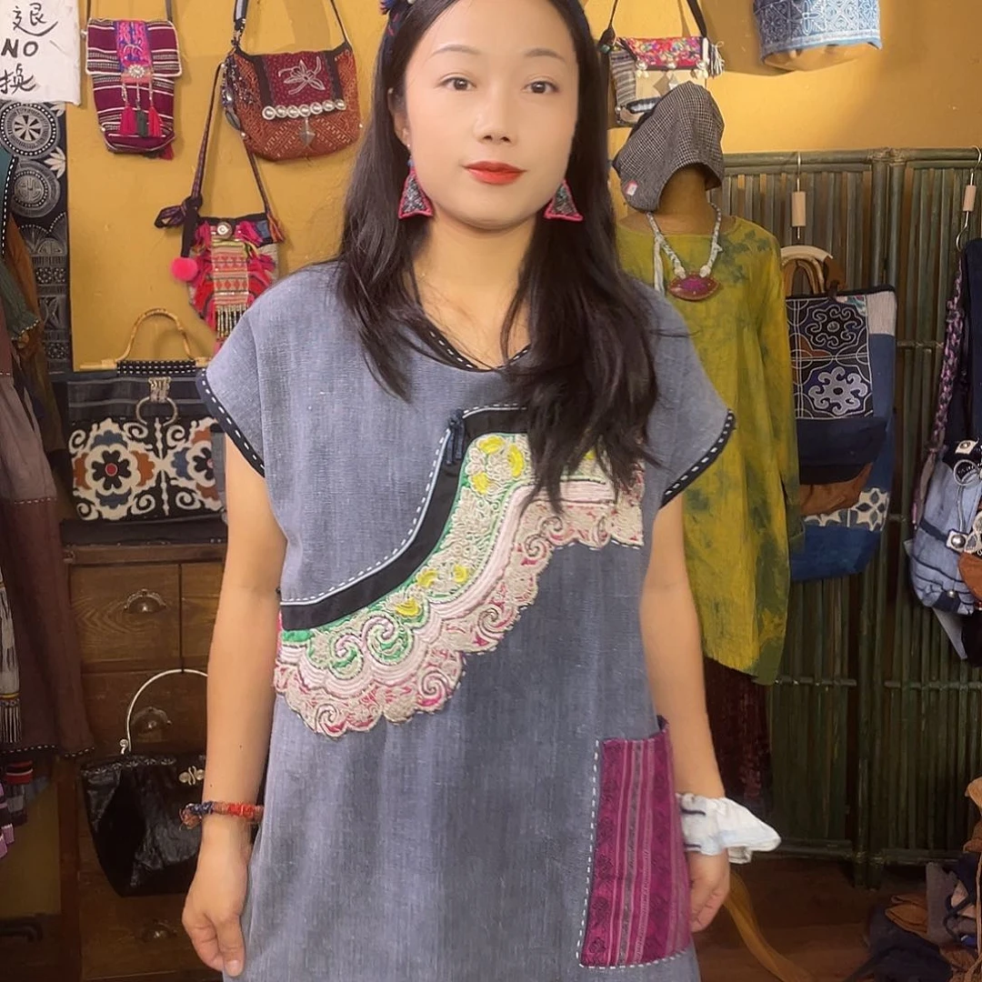 V***o福利手工老绣连衣裙