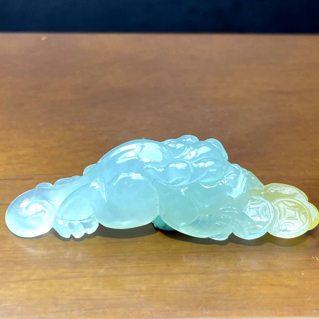 RX12天然缅甸A货翡翠黄加绿貔貅手牌/004996/北京中保拍卖