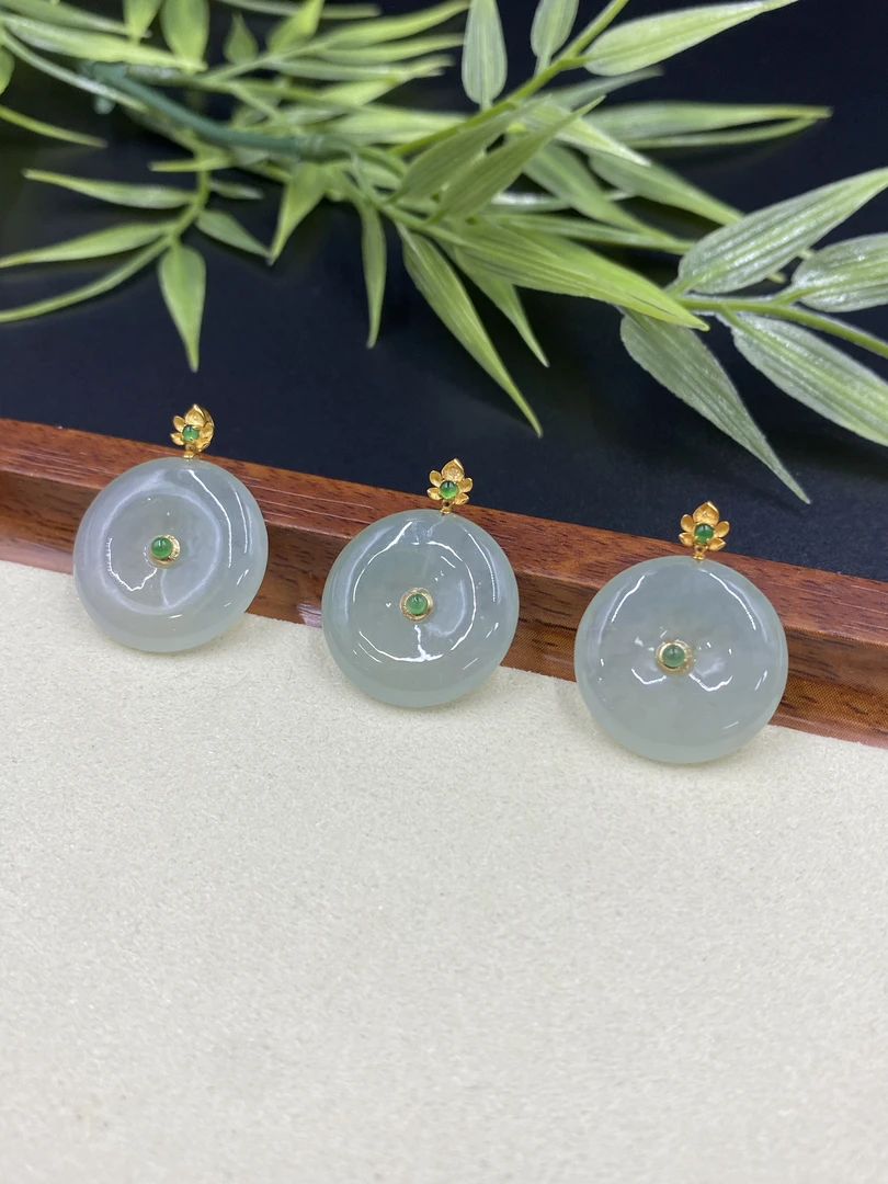 思懿手镯之家-18K翡翠平安扣-约19*5mm-13941-TY-多样性发一芊芊