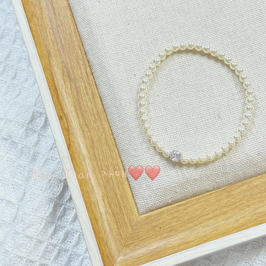 非金属仿珍珠手链 高级奶油色施加珠珠手链～4mm WW135