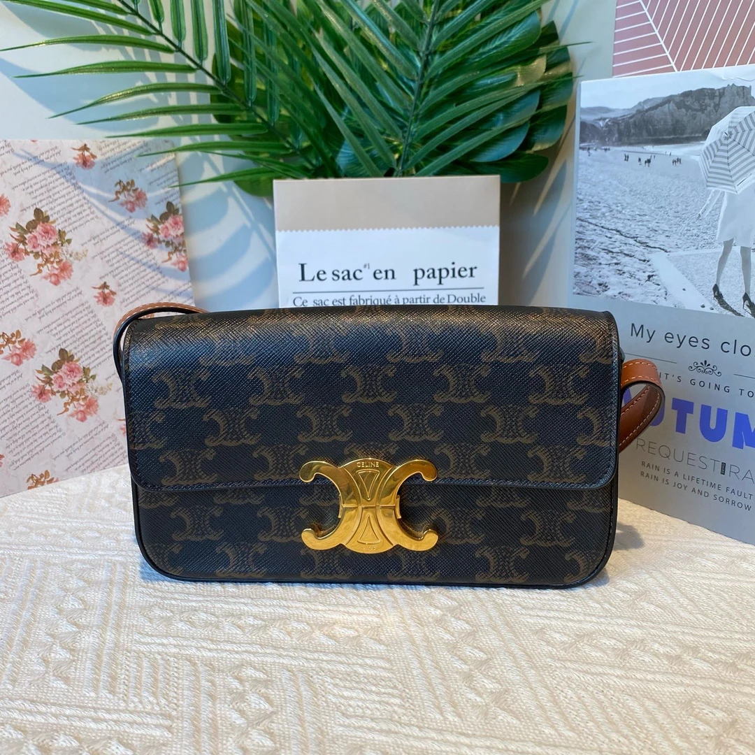 99新 思琳 赛琳Celine 凯旋门老花腋下包 21年