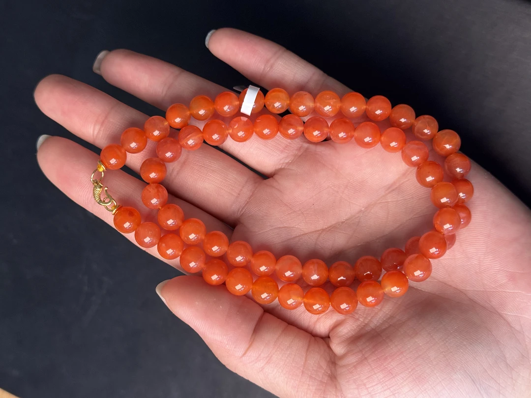 【吉福珠宝】南红玛瑙手链多圈7mm满色满肉柿子红干净毕业