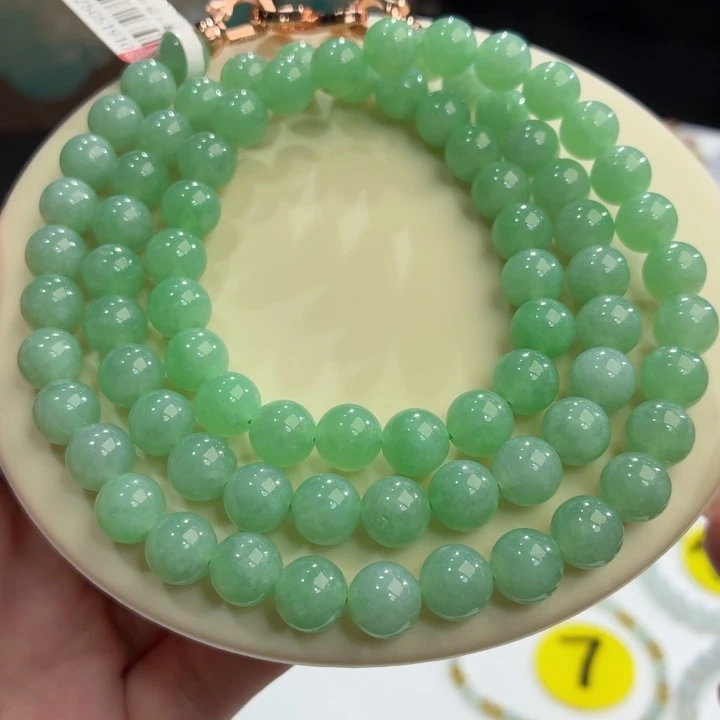 翡翠未镶嵌手链冰胶果绿卡8.4