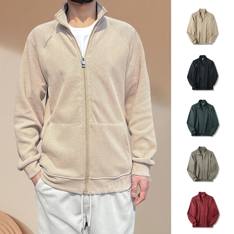 2025春季新款男士卫衣休闲百搭翻领拉链插肩开衫外套户外男女同款