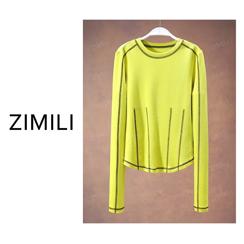 【亮哥欧货女装】冬季热感系列《星织》秋黄高弹显瘦打底上衣26012-A3