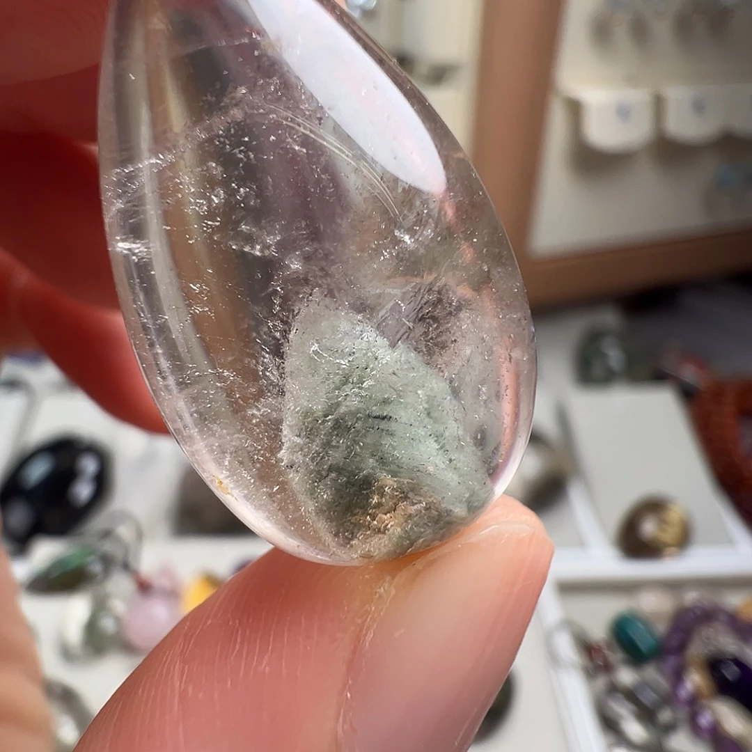 水晶银S925镶嵌颈饰天然幽灵水晶