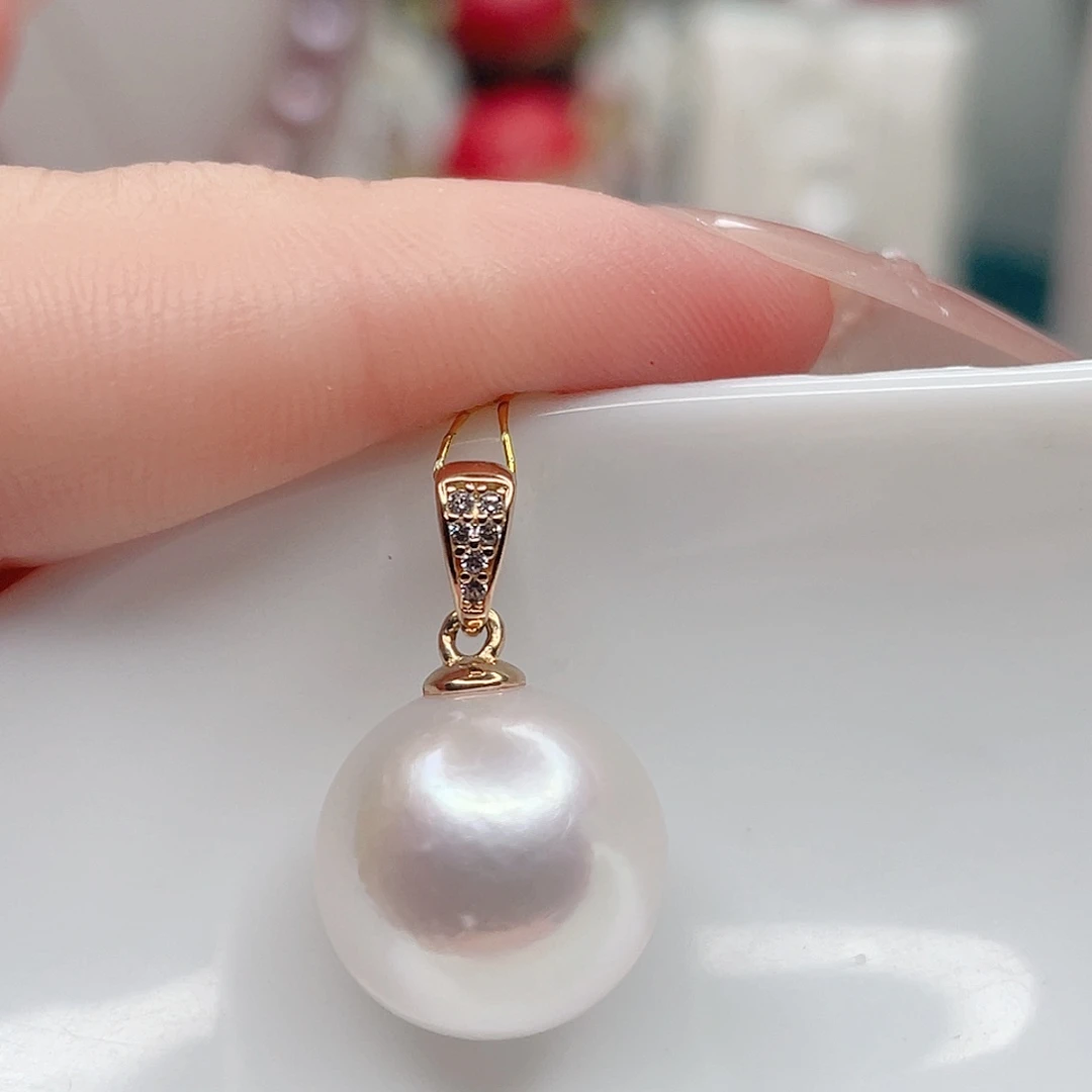 项链银S925镶嵌淡水珍珠