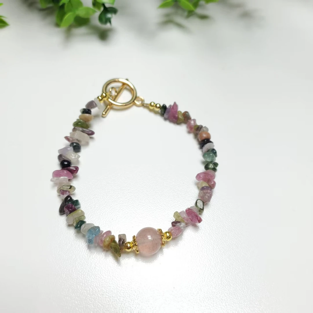 P80【赵小姐】时尚百搭碧玺碎石手链 手链多样性发其一