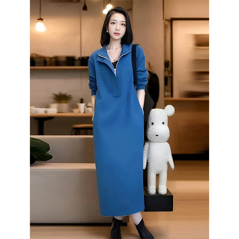 高含棉时尚轻奢小众连衣裙女2025年春秋季新款减龄百搭显瘦长裙子