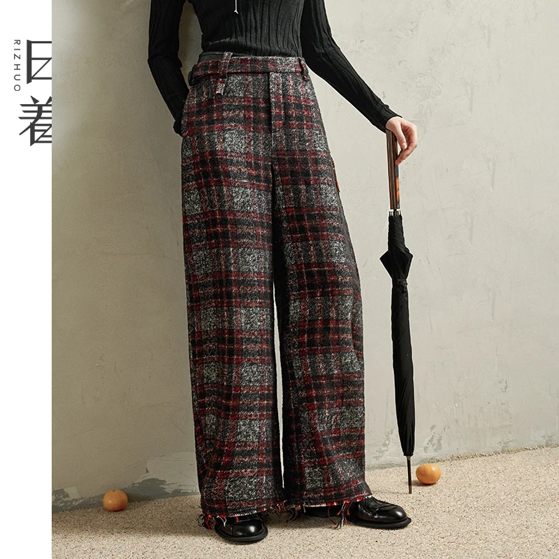 日着【非遗归途】绵羊毛休闲裤女2025新款加厚宽松直筒裤子RD8616K0