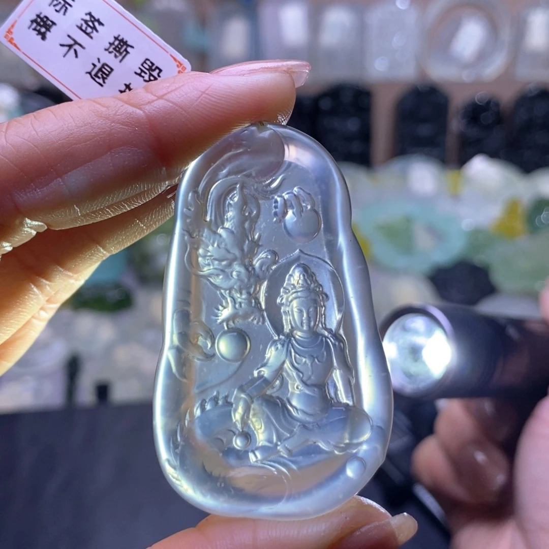 半***烟蛇纹石玉未镶嵌颈饰
