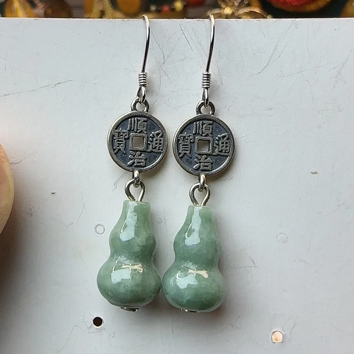 翡翠银S925镶嵌耳饰