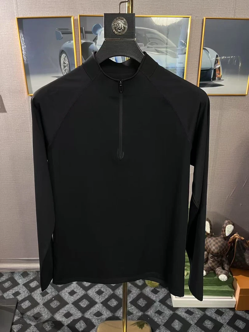 A.（净版三防磨毛长袖）休闲百搭半高领立体拼接精工长袖T恤