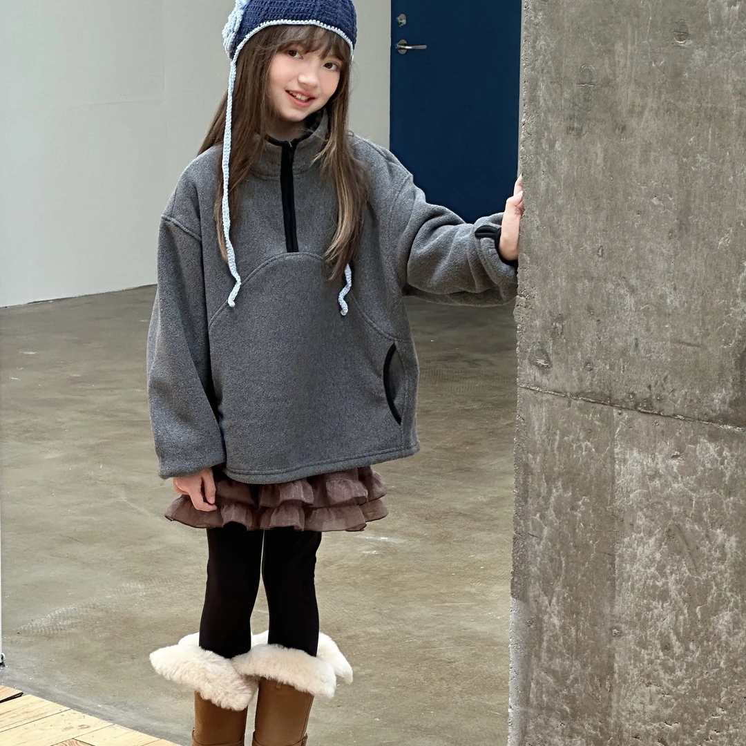 3123儿童双面绒半拉链上衣