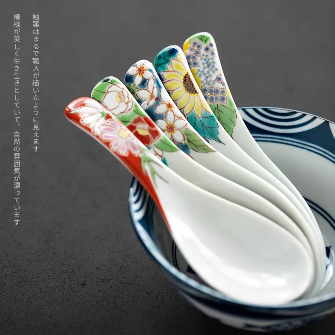九谷烧-四季花勺子嘎嘎好看！