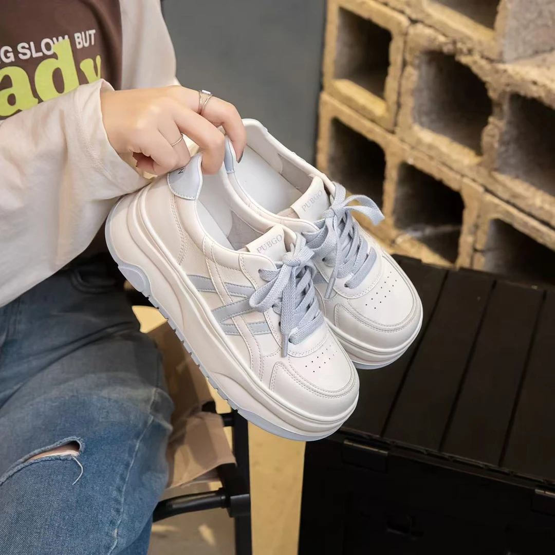 PUBGO/千喜步步高休闲板鞋增高厚底学生鞋子女ins潮牌百搭