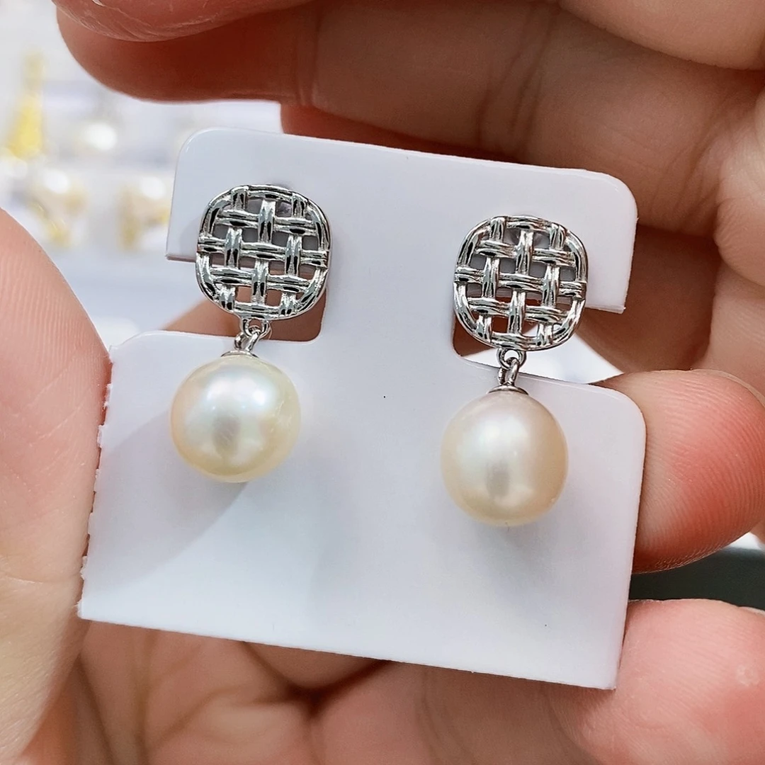 银S925镶嵌特价新品设计款耳饰淡水珍珠