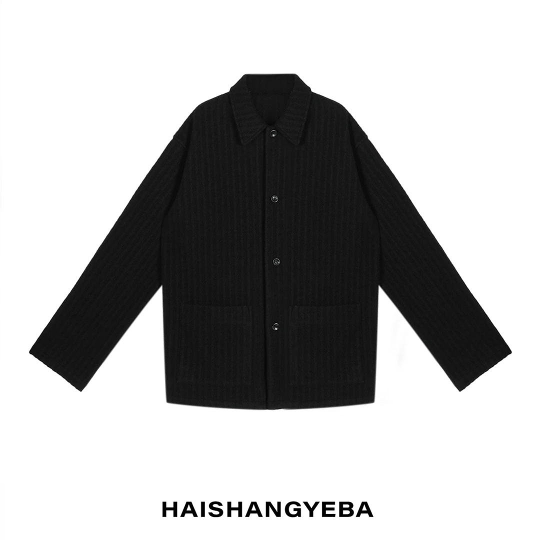 【海上叶爸】新款2024春秋百搭羊毛宽松单排扣男女同款外套