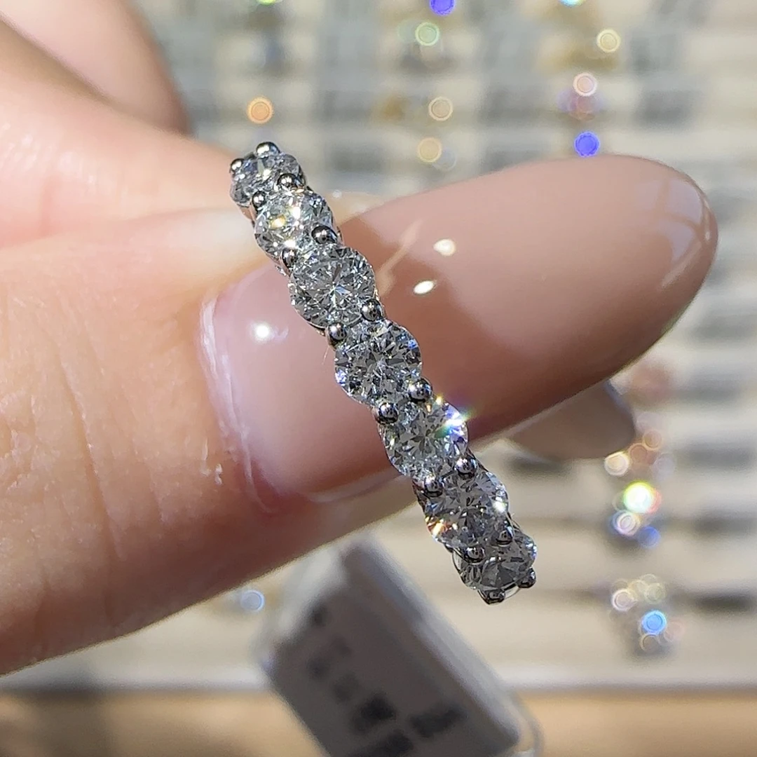 实验室培育钻石铂Pt950镶嵌七公主排戒11-17