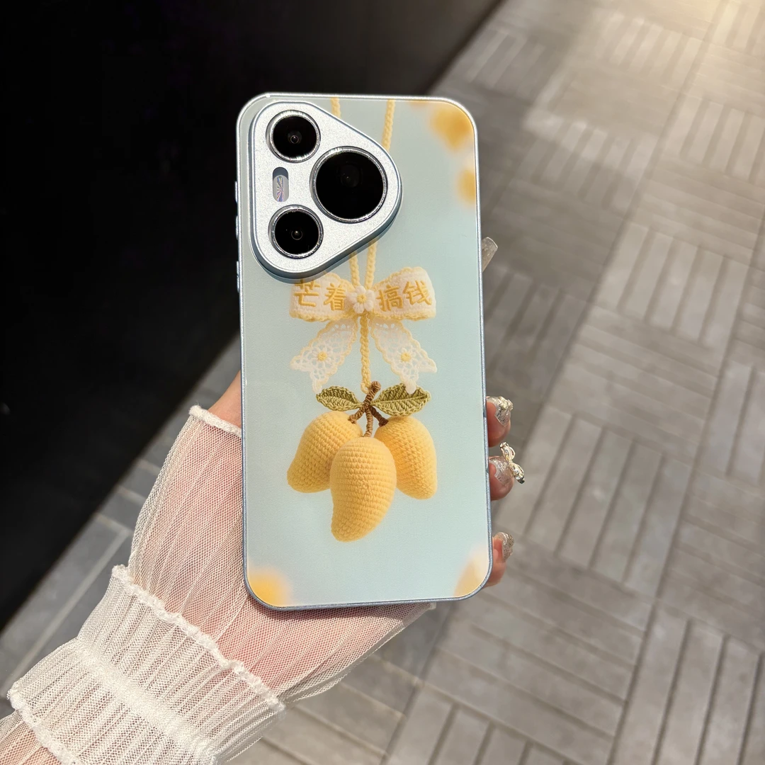 苹果/华为/oppo/vivo/小米 芒着搞钱适用pura70肤感玻璃手机壳
