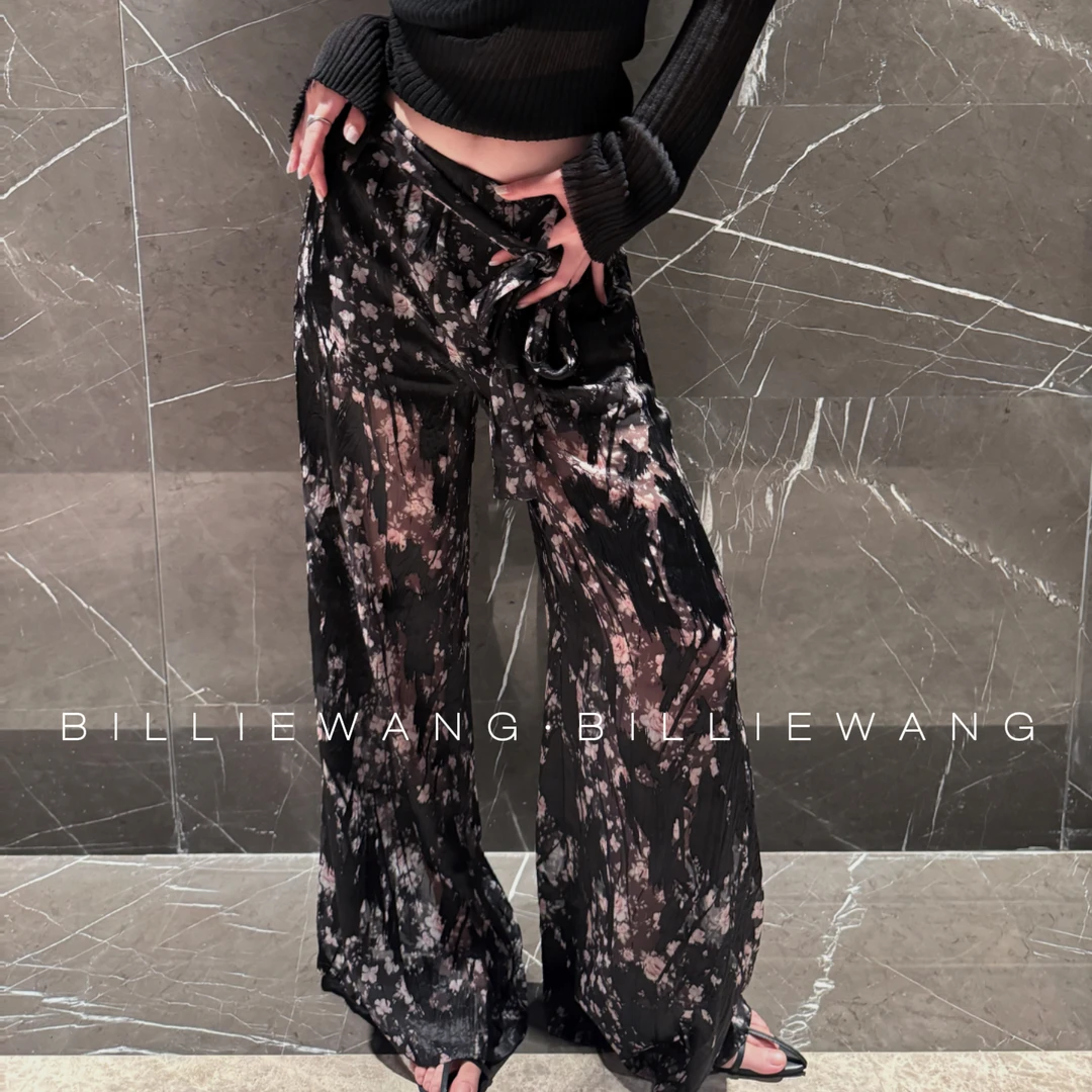 BW独立设计师高定系列｜绝美繁花｜复古小玫瑰烧花阔腿裤