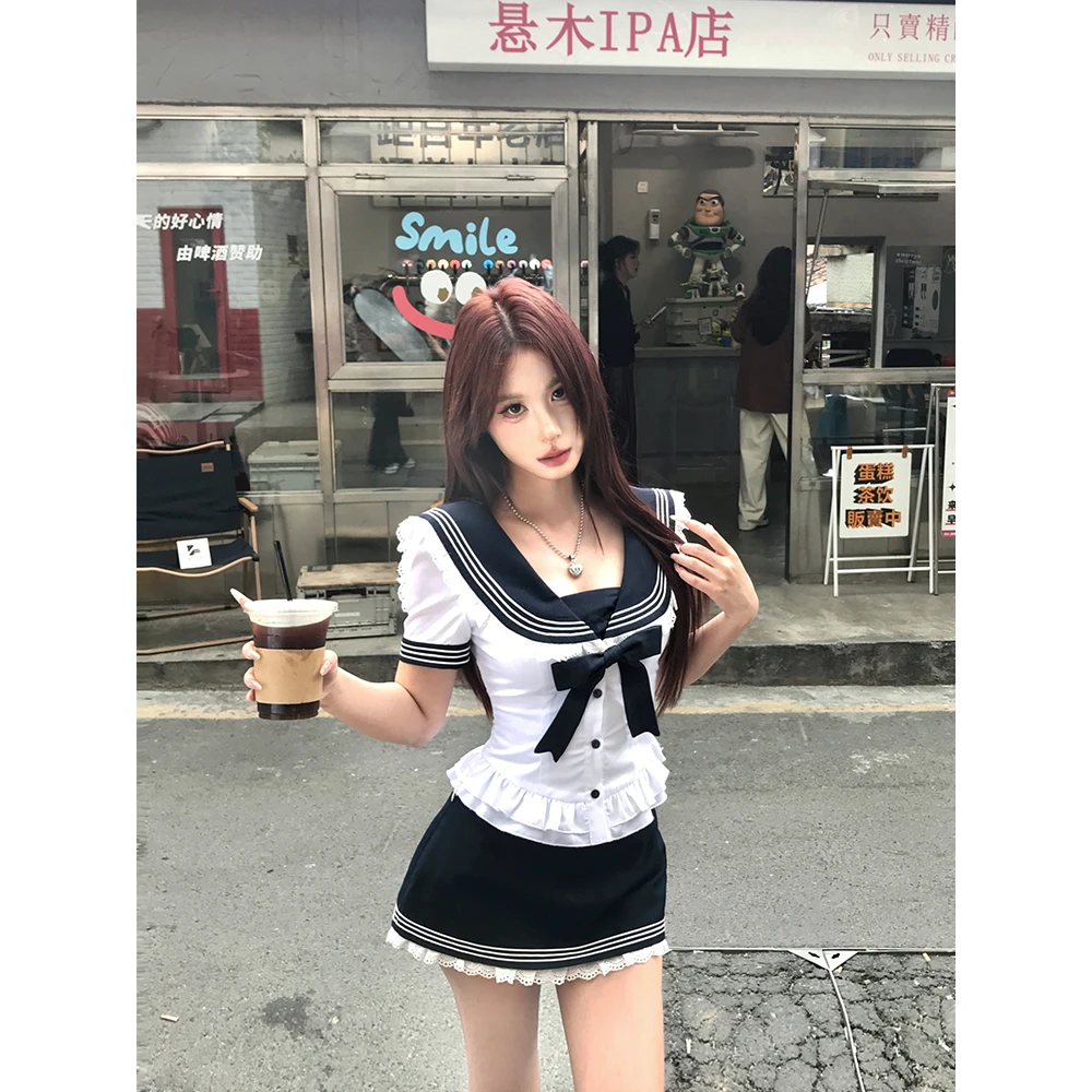 Mejiu蜜九【古早甜妹】财阀千金女装百搭上衣女夏季辣妹显瘦学院风