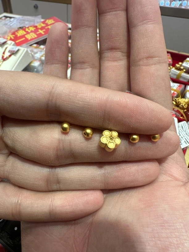 时尚足金999  桃花加4颗金珠