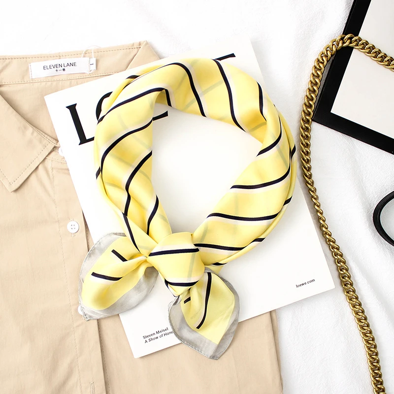 英国CospKosp时尚新款夏线条方巾简约丝巾轻薄围巾百搭女士小领巾