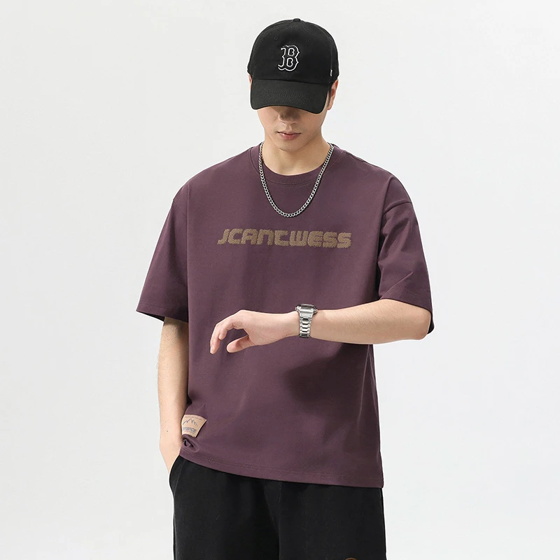 凉感科技棉 2024夏季新款钢印字母时尚潮流男装短袖休闲男T恤