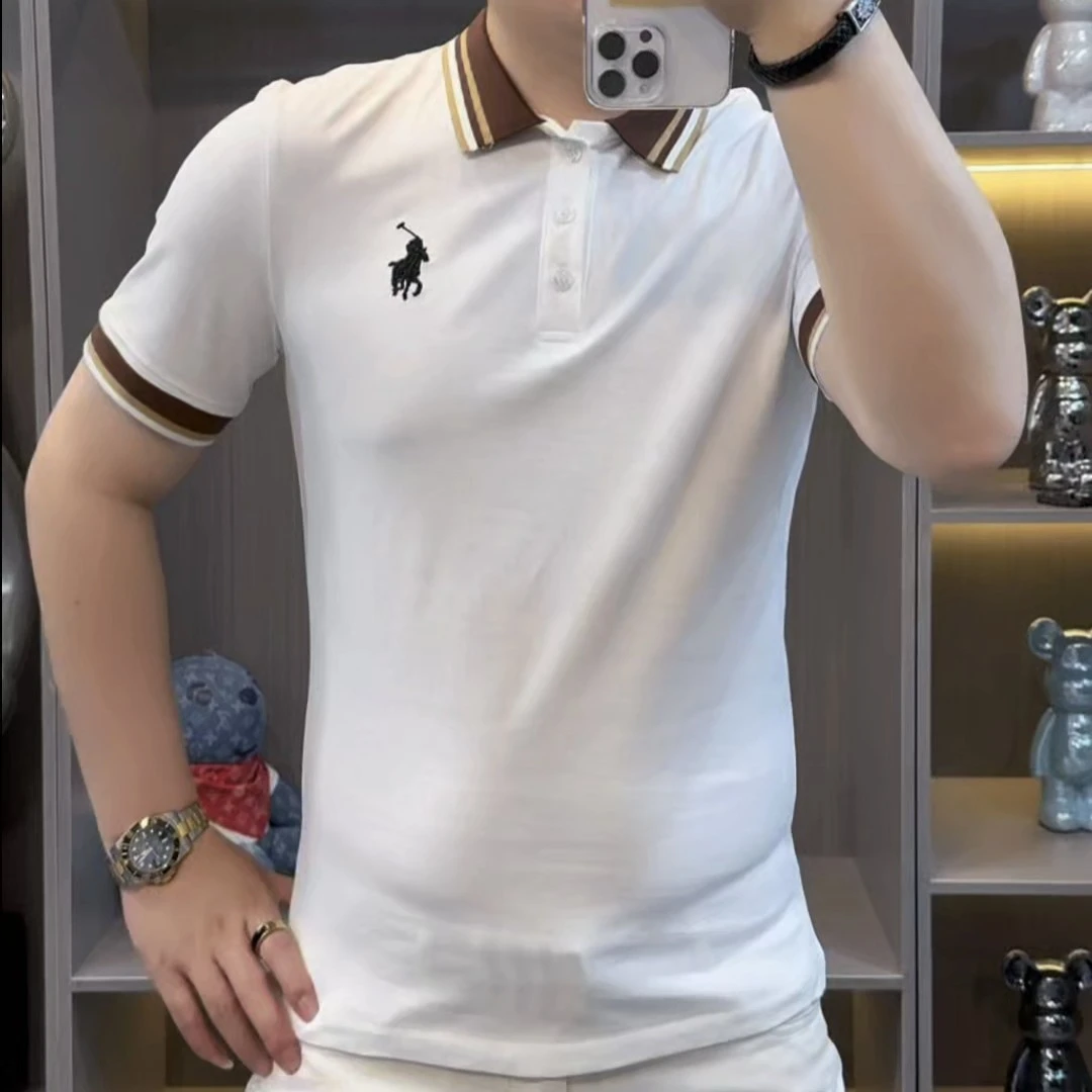 B114男士翻领polo衫打底衫欧货时尚修身潮流短袖袖针织衫短袖t恤