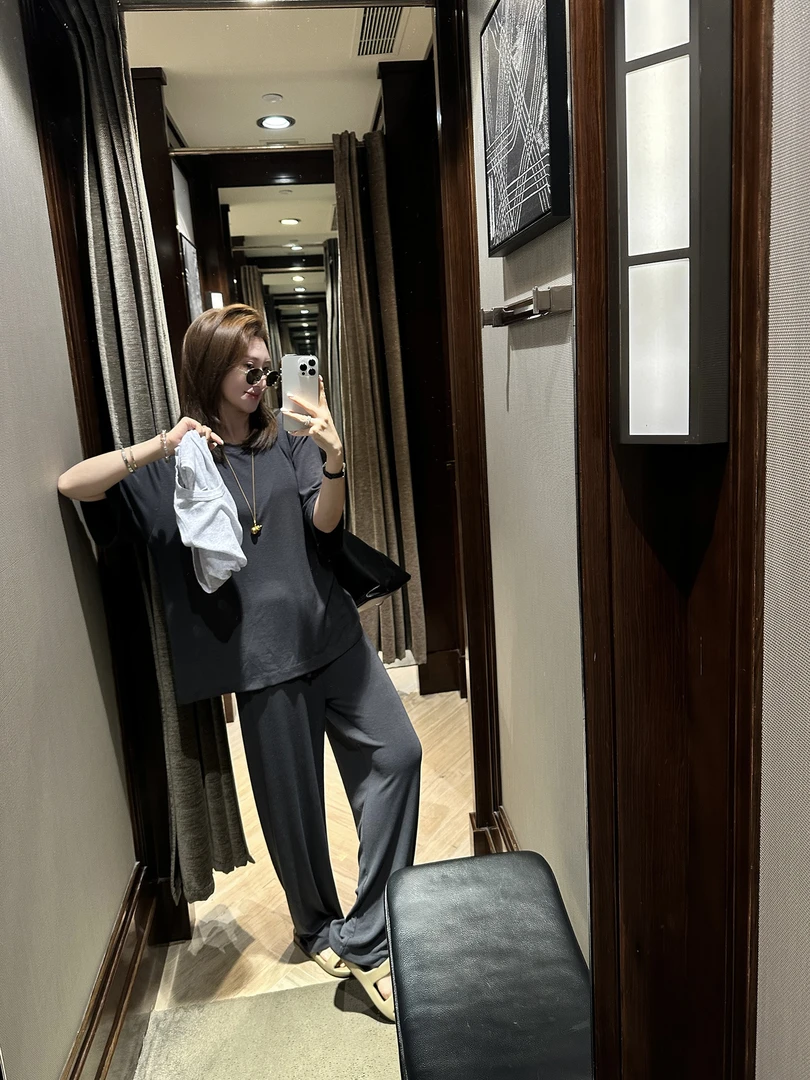 AIMURSE【巴黎茶叙】小众设计师 纯色高质感百搭休闲T恤 AM7012