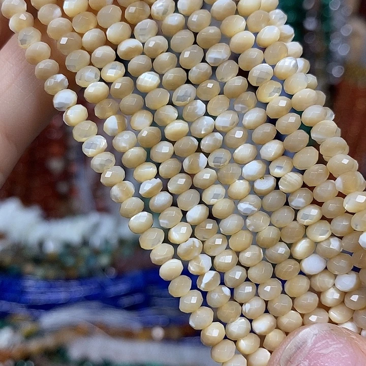 玛瑙/玉髓未镶嵌珠宝半成品天然马蹄螺切面车轮卡4mm一条