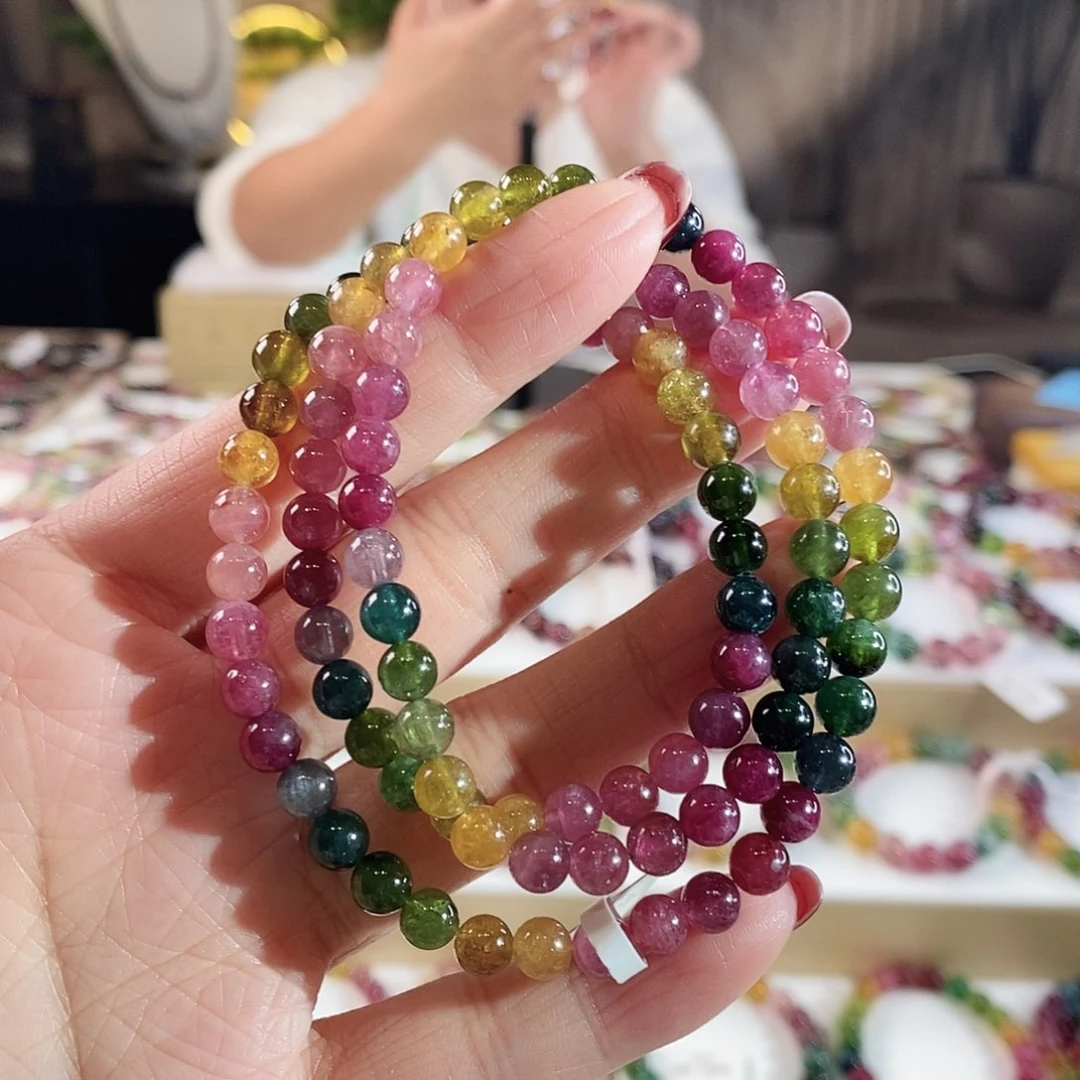 碧玺手串未镶嵌G2293三圈颜色微差