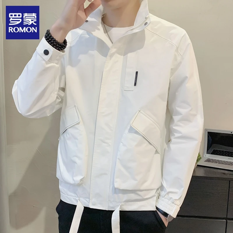 罗蒙高端男士夹克2025年春秋新款立领潮流休闲痞帅宽松外套男装