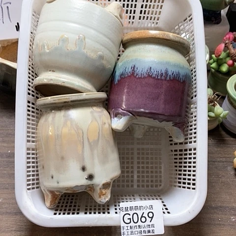 紫砂花盆069微瑕品口径6厘米左右有打磨