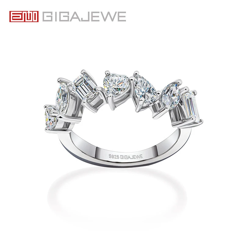 GIGAJEWE 925银莫桑石戒指 2.6克拉白D色订婚礼物送女友订婚礼物