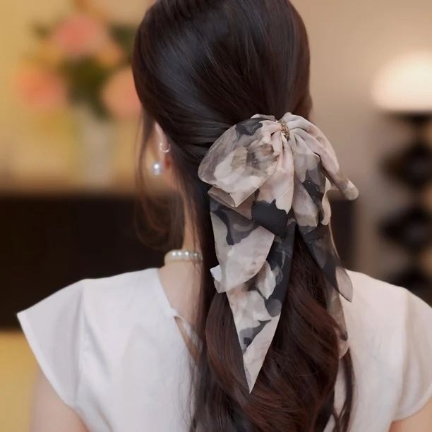 【繁花·森屿】森系新款蝴蝶结仙女风韩范高颅顶发饰鲨鱼夹抓夹