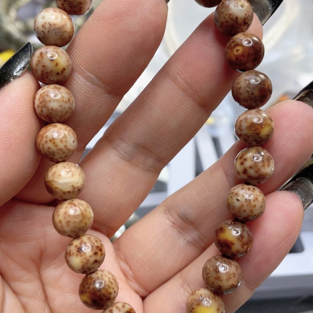 手串星月菩提糯冰火烧云圆珠手持尺寸9