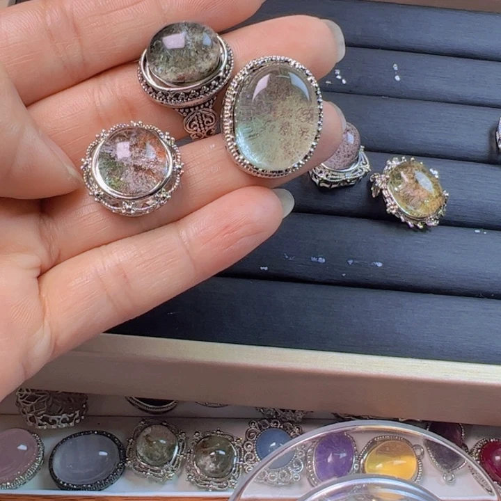 水晶手链银S800镀金镶嵌J****?