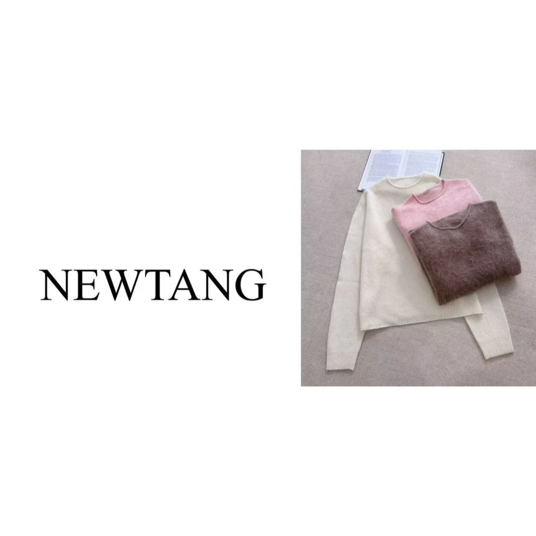 【拉绒卷边】1228 100%羊毛圆领卷边毛衣女高级感长袖软糯针织上衣