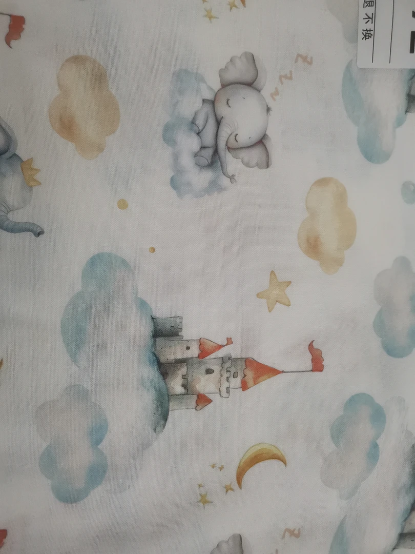 W772小象城堡竹纤维双层纱鸿瑞布业