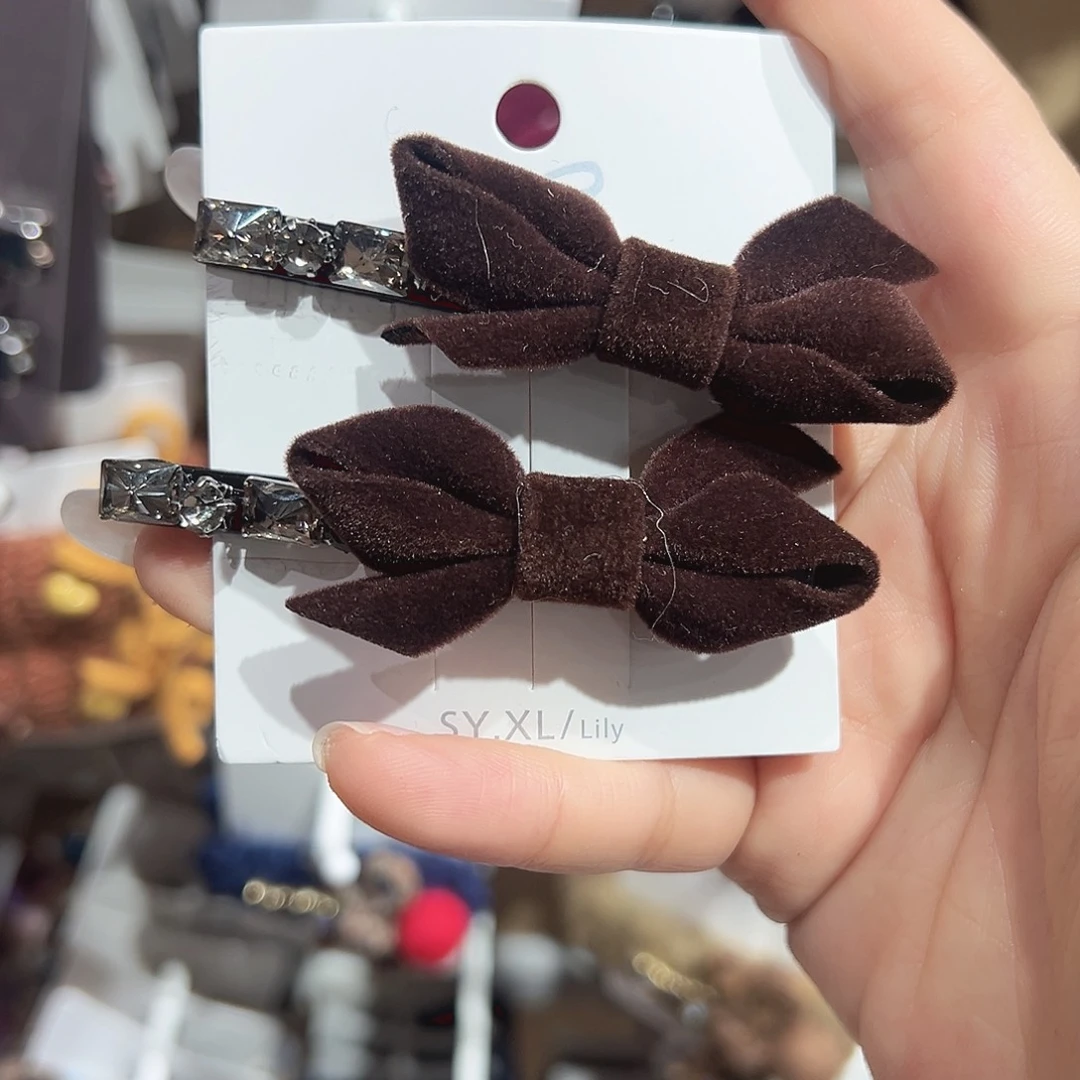 非金属咖色蝴蝶结鸭夹